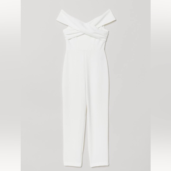 H&M Off The Shoulder White Jumpsuit - Picture 1 of 14